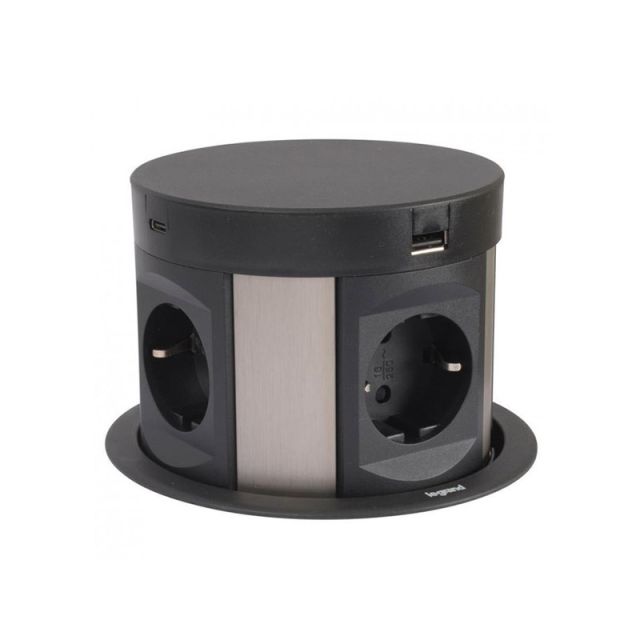 Πολύμπριζο Γραφείου Tower 60 Incara 4 Πρίζες και 2 USB A+C Μαύρο 654982