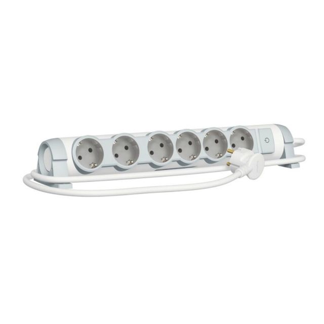 Socket Outlet Comfort 6-Way Cable 1.5m DIY White/Gray