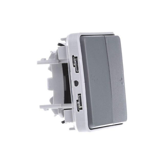 Plexo IP 55 Διακόπτης Διπλός Αλέ-Ρετούρ Γκρί 069525