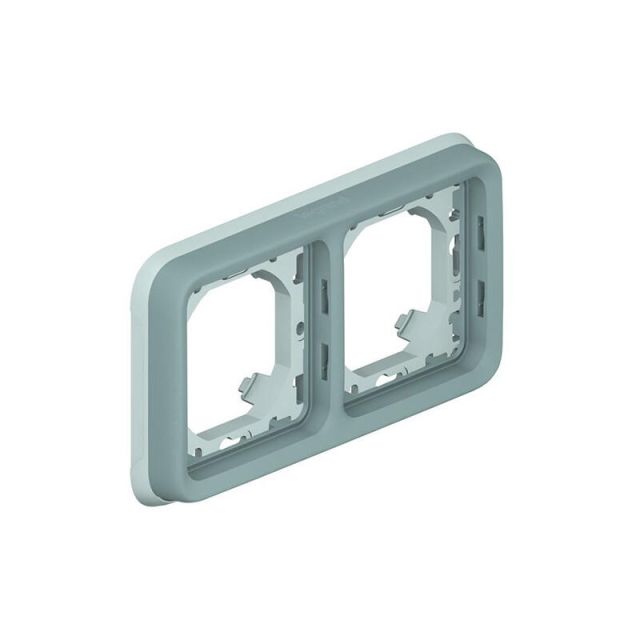 Plexo IP 55 Πλαίσιο Χωνευτό 2 Στοιχείων Οριζόντιο Γκρι 069683