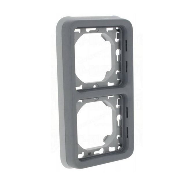Plexo IP 55 Frame Recessed 2 Gang Vertical Gray 069685