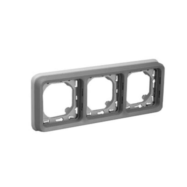 Plexo IP 55 Frame 3 Gang Horizontal Gray 069687