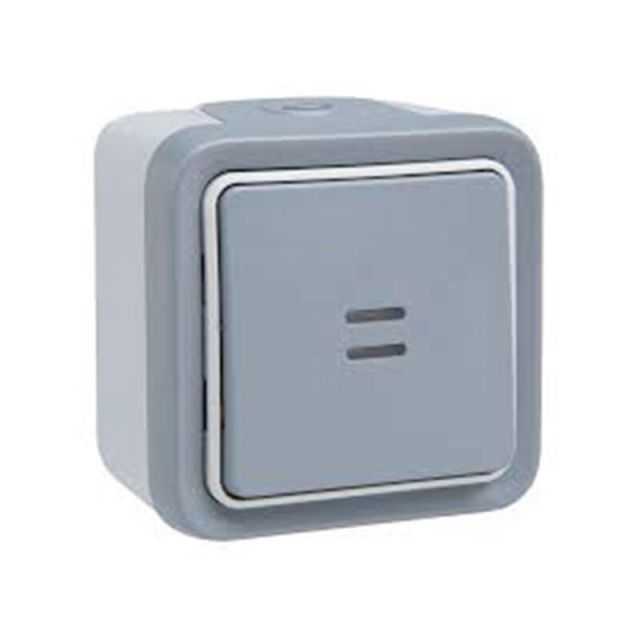 Plexo IP 55 Push Button Illuminated Wall Mounted Gray 069722