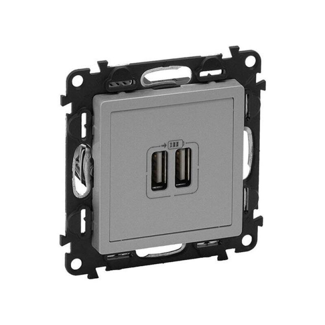 Valena Life 2XUSB Charging Socket Recessed Aluminium 753312