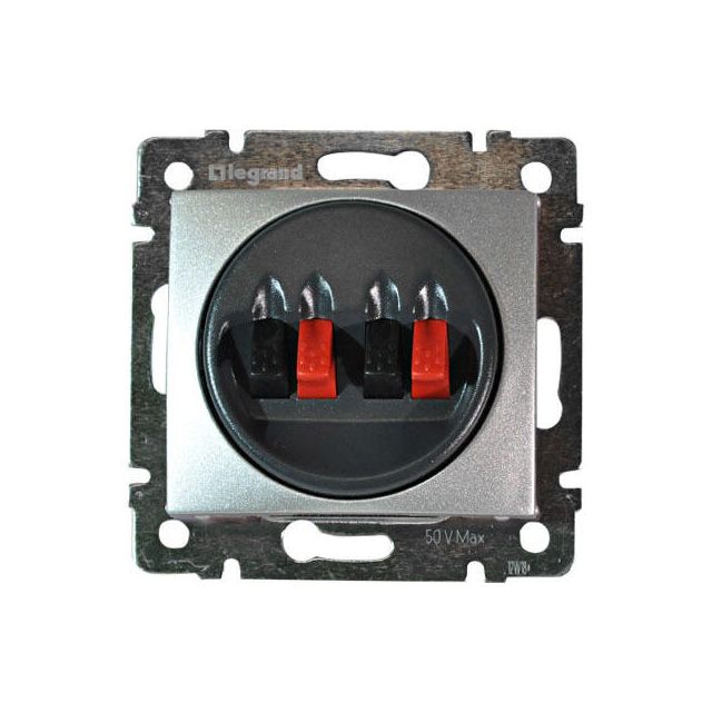 Valena Loudspeaker Socket 2 Gangs Recessed Aluminium 770124