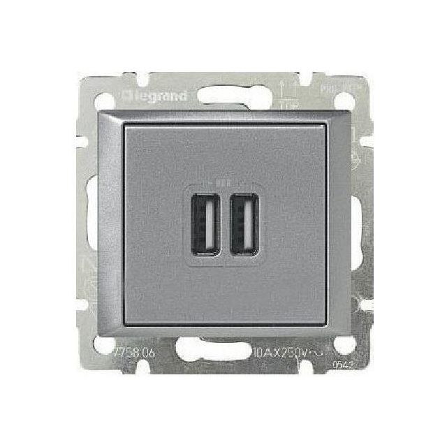 Valena Charging Socket USB Type A Recessed Aluminium 770270