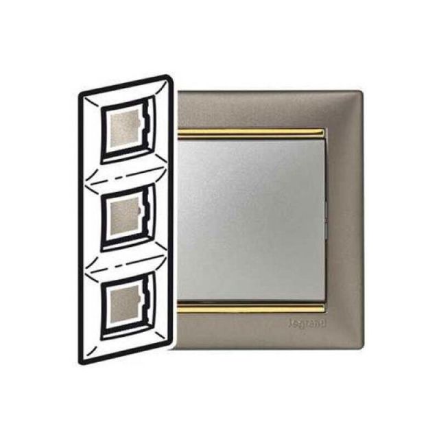 Valena Frame 3 Gangs Vertical Titanium/Gold 770367