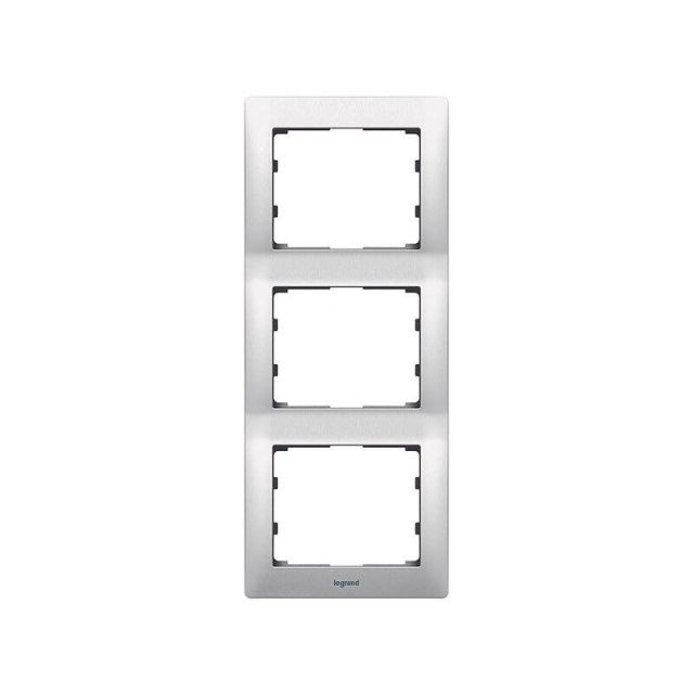 Galea Life Frame 3 Gangs Vertical Matte Aluminium 771957