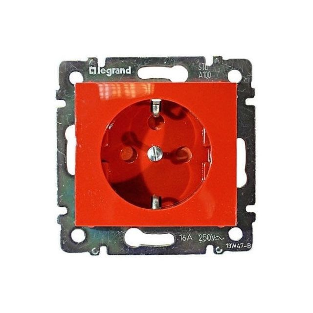 Valena 2P+T UPS Socket Recessed Red 774327