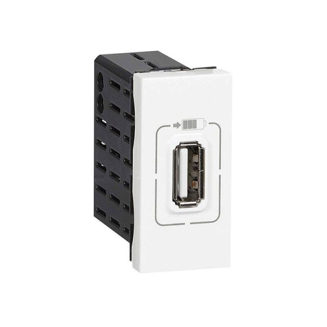 Mosaic Socket Charger USB 1 Gang Recessed White 077591