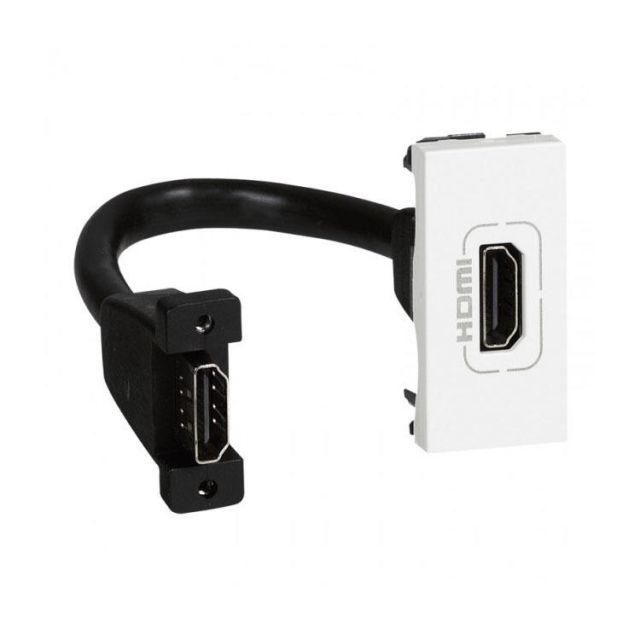 Mosaic HDMI 1.4 Socket With Cable Recessed White 78778