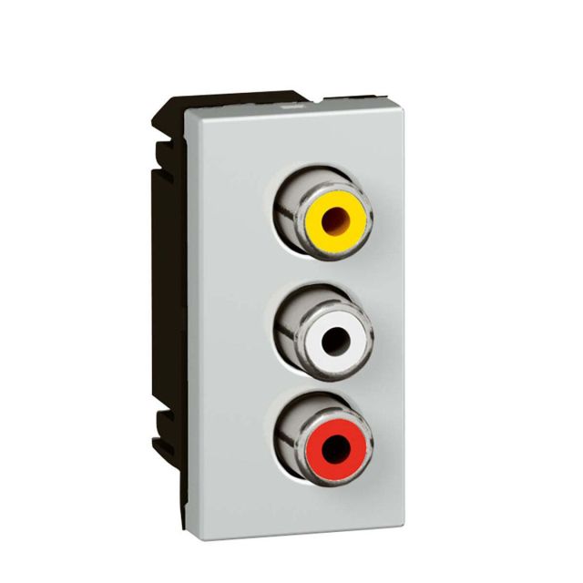 Mosaic Video 3xRCA Socket Recessed Aluminium 79254