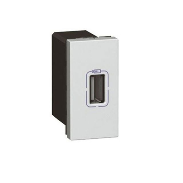 Mosaic Πρίζα Φόρτισης USB Type A Χωνευτή Aluminum 79391