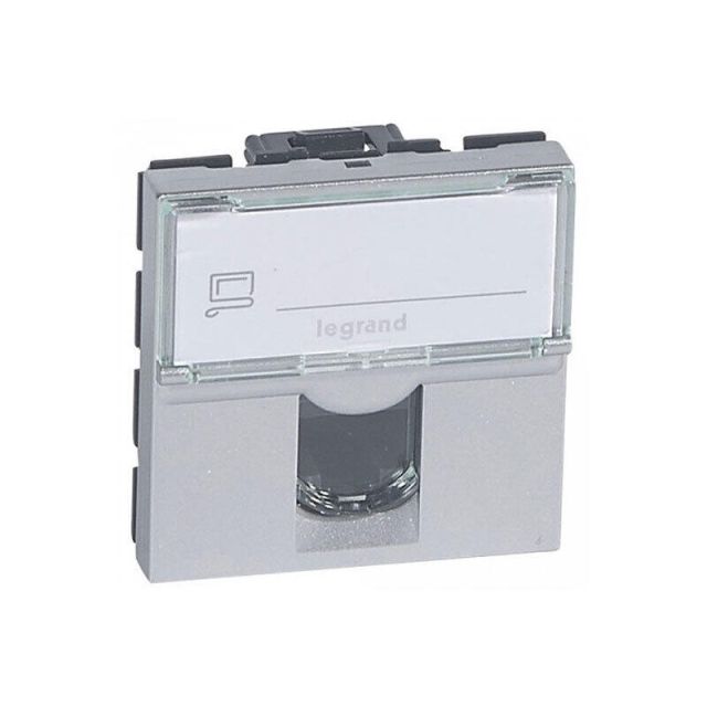 Mosaic RJ45 UTP CAT6 Socket 2 Gangs Recessed Aluminium 079464