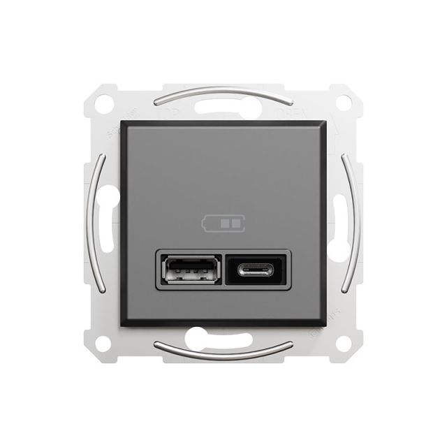 Asfora Charging Socket 2xUSB A+C Anthracite EPH2700371