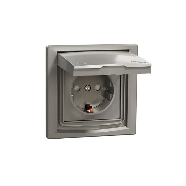 Asfora Safety Socket Outlet IP44 with Cap Bronze EPH3100369