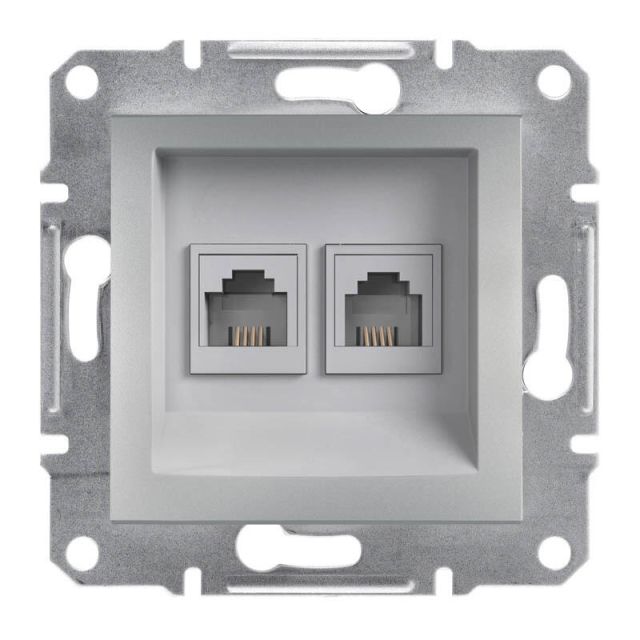 Asfora RJ11 Socket 2 Gangs Aluminium EPH4200161