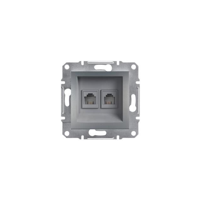 Asfora RJ11 Socket 2 Gangs Steel EPH4200162