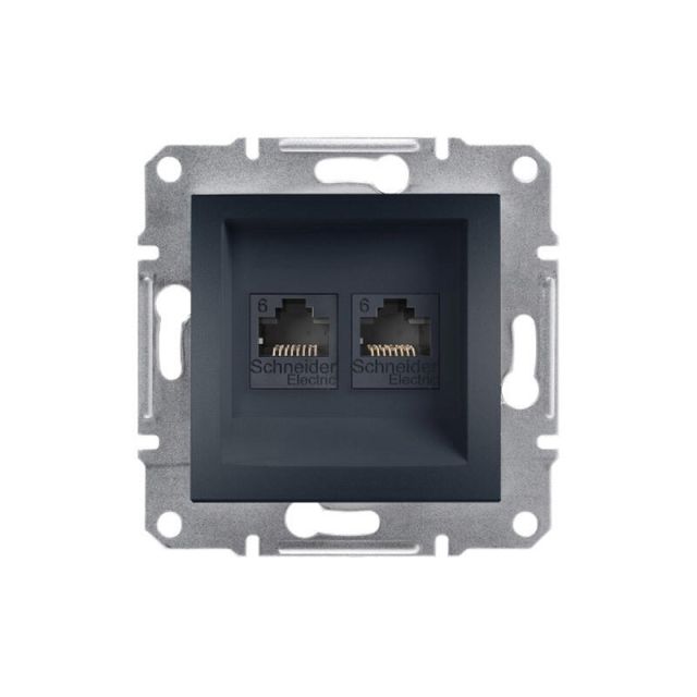 Asfora Data Socket RJ45 CAT6 UTP 2 Gangs Anthracite EPH4800171