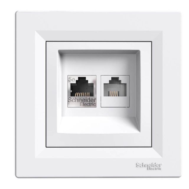 Asfora Πρίζα Πληροφορικής RJ45 CAT5E UTP + RJ12 Λευκό EPH4900121