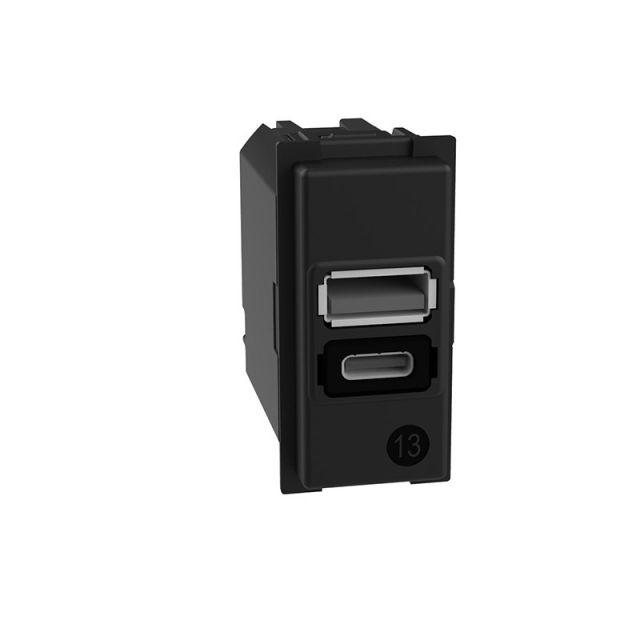 Living Now Πρίζα Φόρτισης USB A+C Μαύρη K4191AC