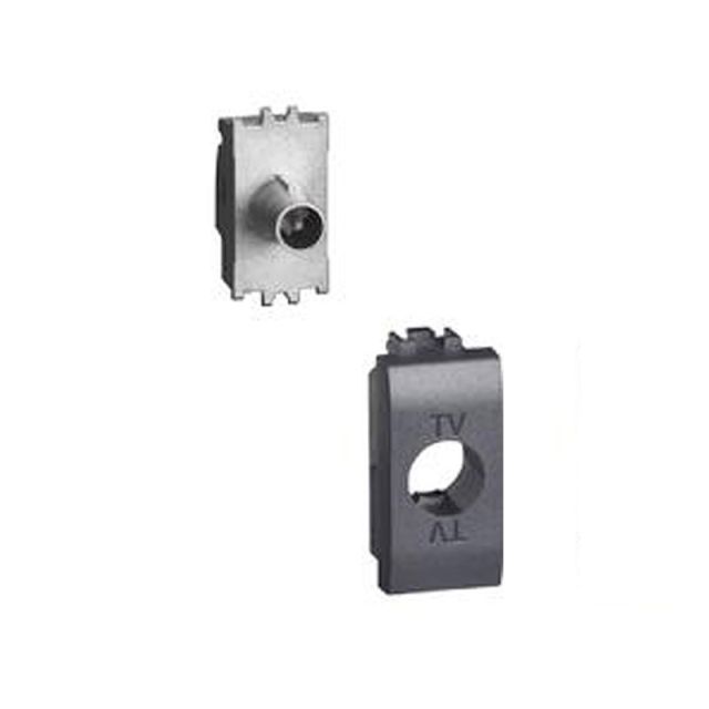 LivingLight Πρίζα TV Διέλευσης 1 Στοιχείο Γραφίτης L4202P14N