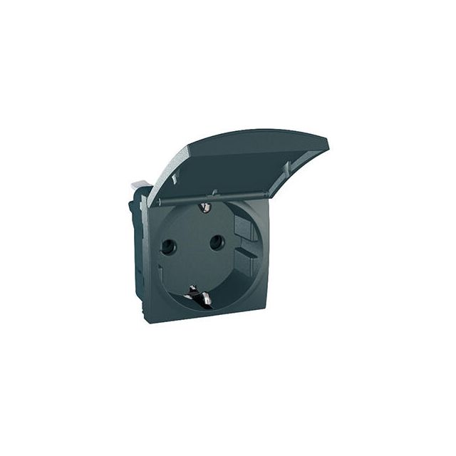 Unica Top/Class 2P+E Socket with Shutters and Cover Graphite MGU3.057.12TA