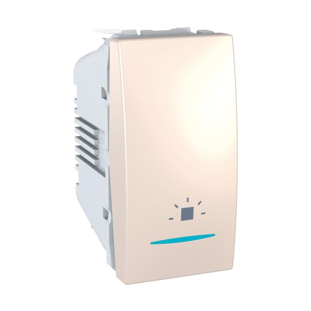 Unica Push Button 1 Gang with Indication Light and Light Symbol Ivory MGU3.106.25LN
