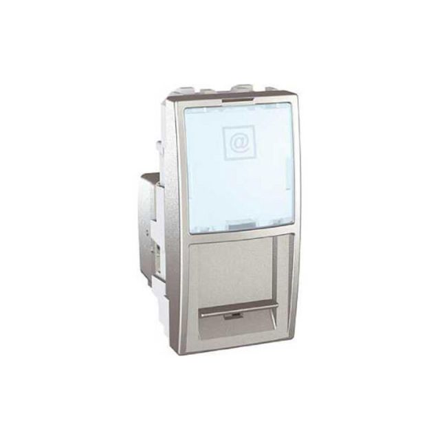 Unica Top/Class RJ45 U/UTP CAT5 Lexcom Socket 1 Gang Aluminium MGU3.420.30