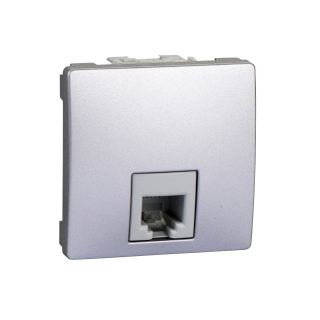 Unica Top/Class Telephone RJ11 Socket Aluminium MGU3.492.30