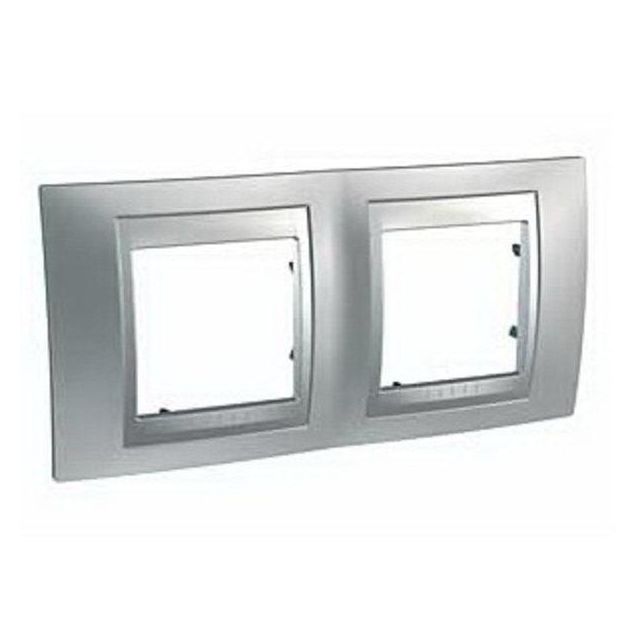 Unica Frame 2 Gangs Horizontal Aluminium MGU6.004.30