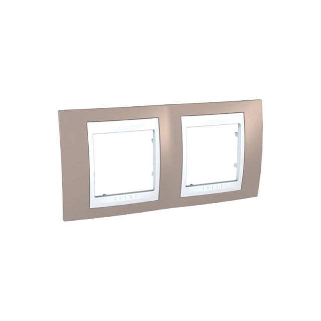 Unica Plus Frame 2 Gangs Horizontal Mink/White MGU6.004.874