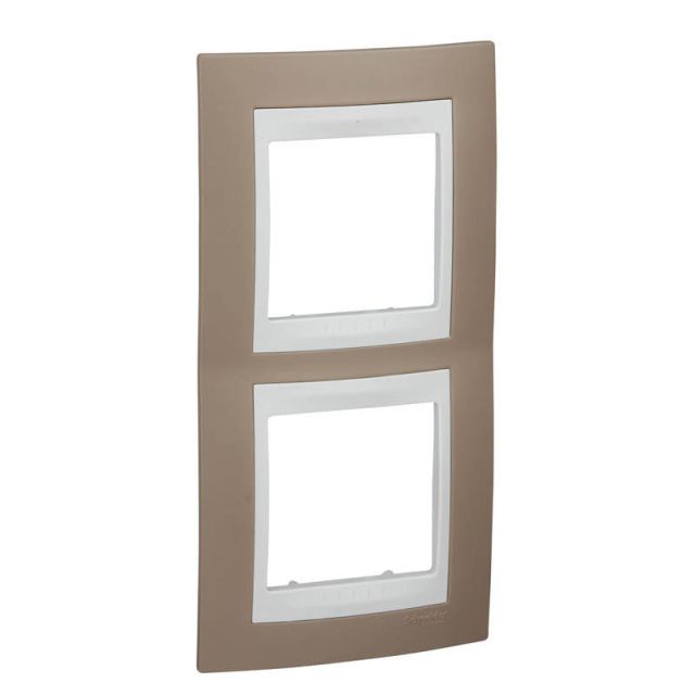 Unica Plus Frame 2 Gangs Vertical Mink/White MGU6.004V.874