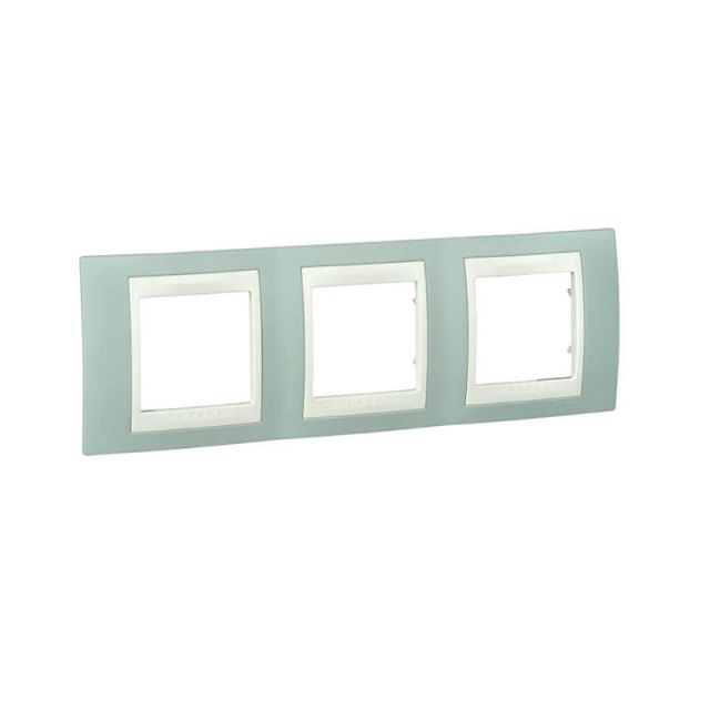 Unica Plus Πλαίσιο 3 Θέσεων Οριζόντιο Πράσινο Νερό/Ιβουάρ MGU6.006.570