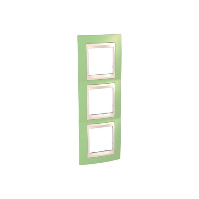 Unica Plus Frame 3 Gangs Vertical Apple Green/Ivory MGU6.006V.563