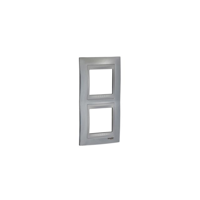 Unica Top Frame 2 Gangs Vertical Bright Chrome/Aluminium MGU66.004V.010