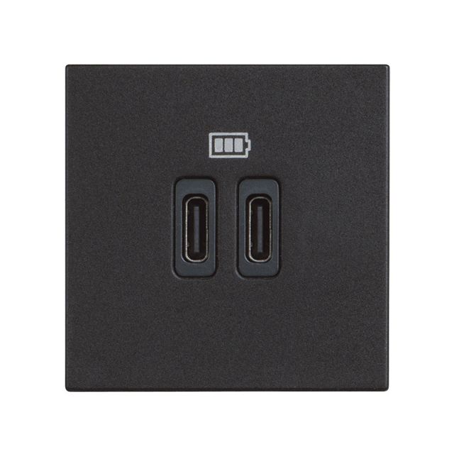 Classia Charger Socket USB C+C Black RG4286C2