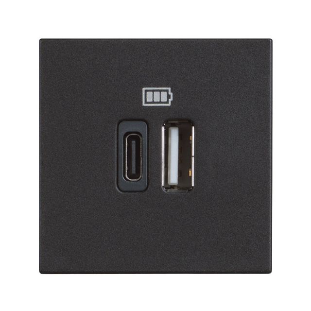Classia Charger Socket USB A+C Black RG4287C2