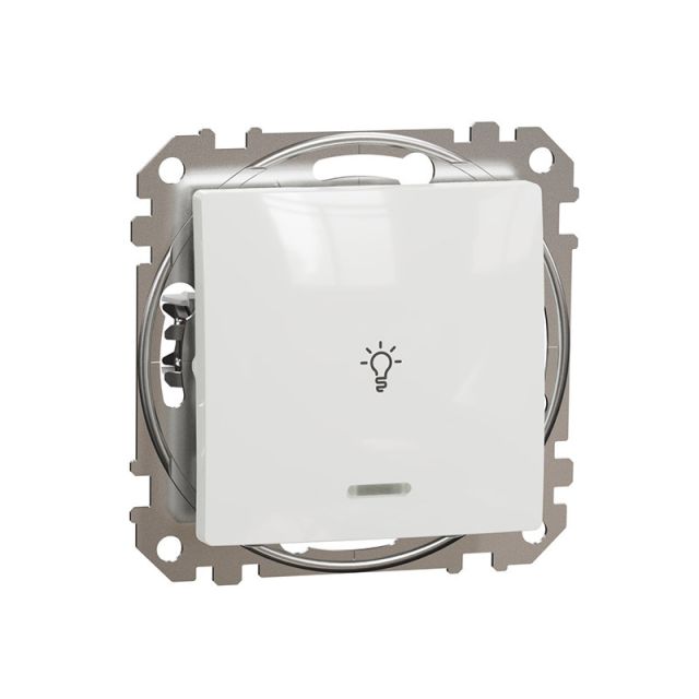 Sedna Design & Elements Μπουτόν Μπλε Λυχνία LED και Σύμβολο Λαμπτήρα Λευκό SDD111132L