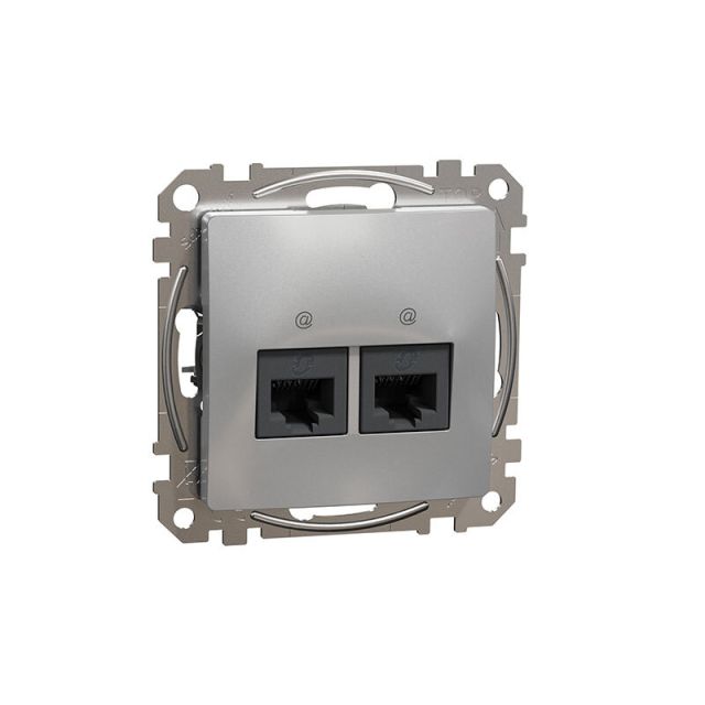 Sedna Design & Elements Double Socket RJ45 CAT6 UTP Aluminium SDD113462