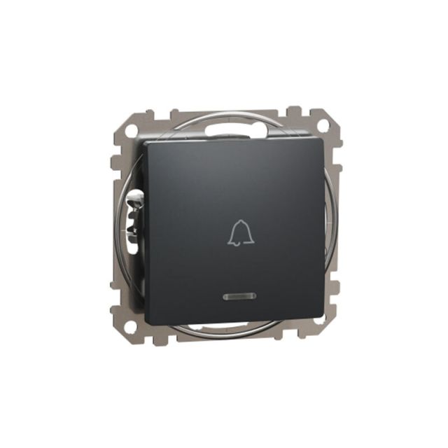 Sedna Design & Elements Μπουτόν 10A με Λυχνία Led & Σύμβολο Κουδουνιού Ανθρακί SDD114131L