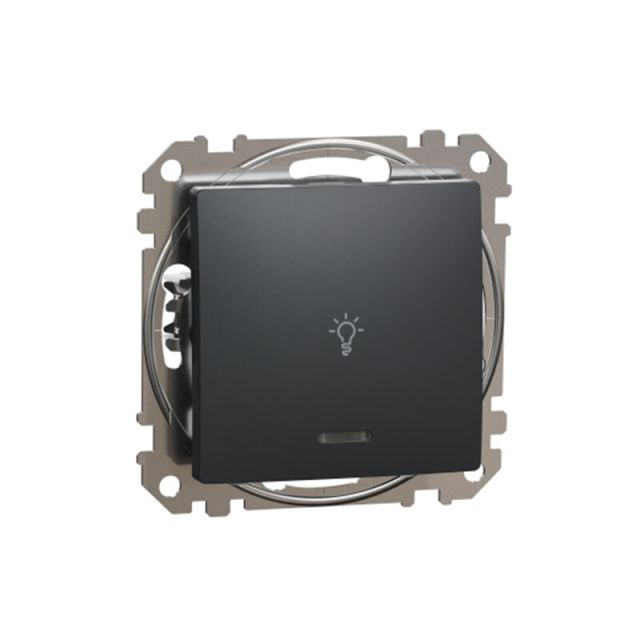 Sedna Design & Elements 1-Way Push-Button Blue Locator LED and Lamp Symbol Anthracite SDD114132L
