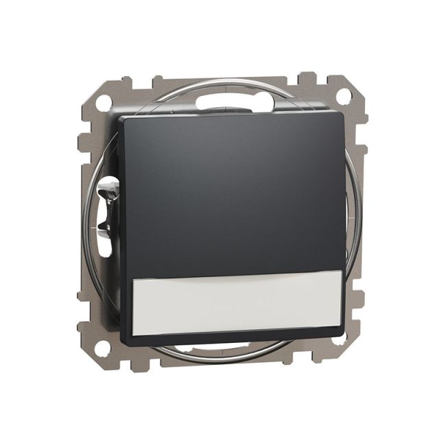 Sedna Design & Elements 1-Way Push-Button with Blue Locator LED and Label Anthracite SDD114143L