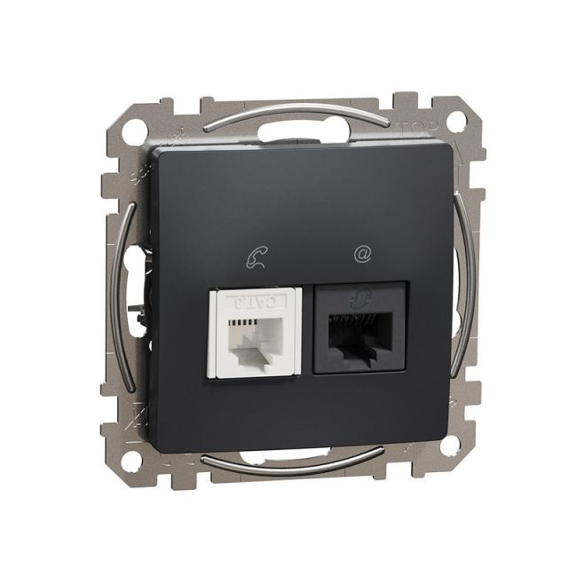 Sedna Design & Elements Socket RJ45-RJ11 CAT6 UTP Anthracite SDD114468