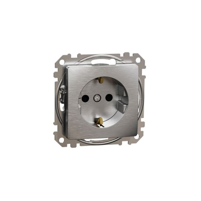 Sedna Design & Elements Safety Socket Schuko 2P+E Brushed Aluminium SDD170022
