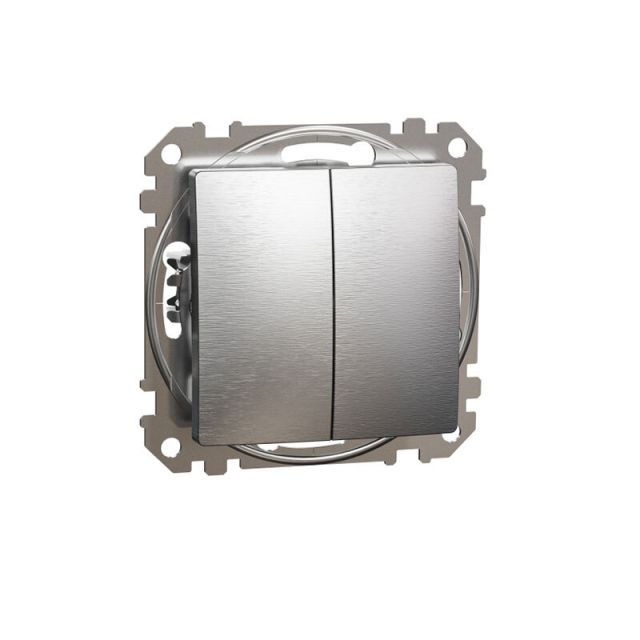 Sedna Design & Elements Double 2-Way Switch Brushed Aluminium SDD170108