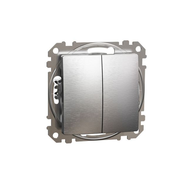 Sedna Design & Elements Double 1-Way Push-Button 10A Aluminium SDD170118