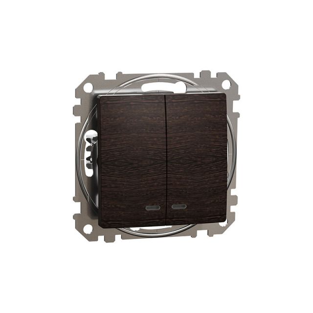 Sedna Design & Elements 2-Circuits Switch with Blue Locator Led Wood Wenge SDD181105L