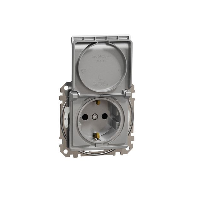 Sedna Design & Elements Safety Socket Schuko UPS 2P+E with Cap IP44 Aluminium SDD213024
