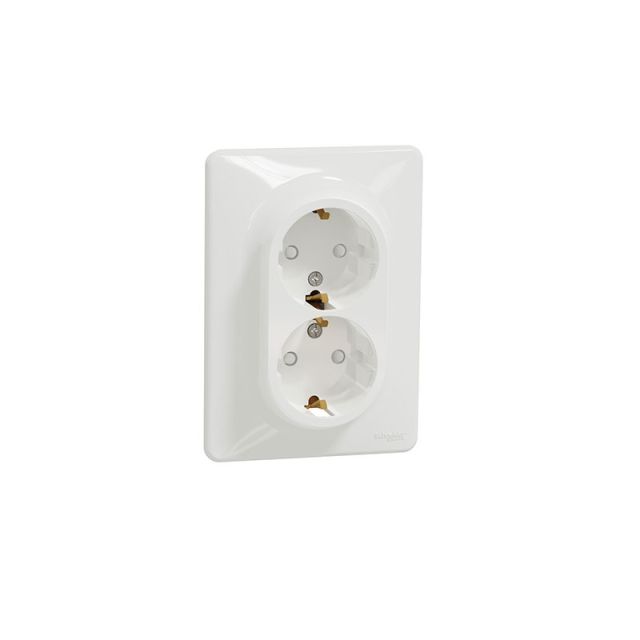 Sedna Design & Elements Διπλή Πρίζα Ασφαλείας Λευκό SDD311221